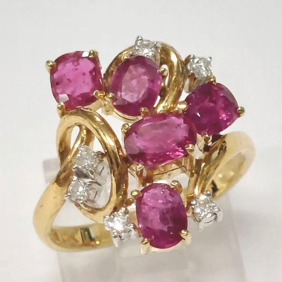 ❤️Host Pick❤️ 14K Retro Natural Ruby Diamond Ring - Elegant Midcentury Vintage - Picture 10 of 14